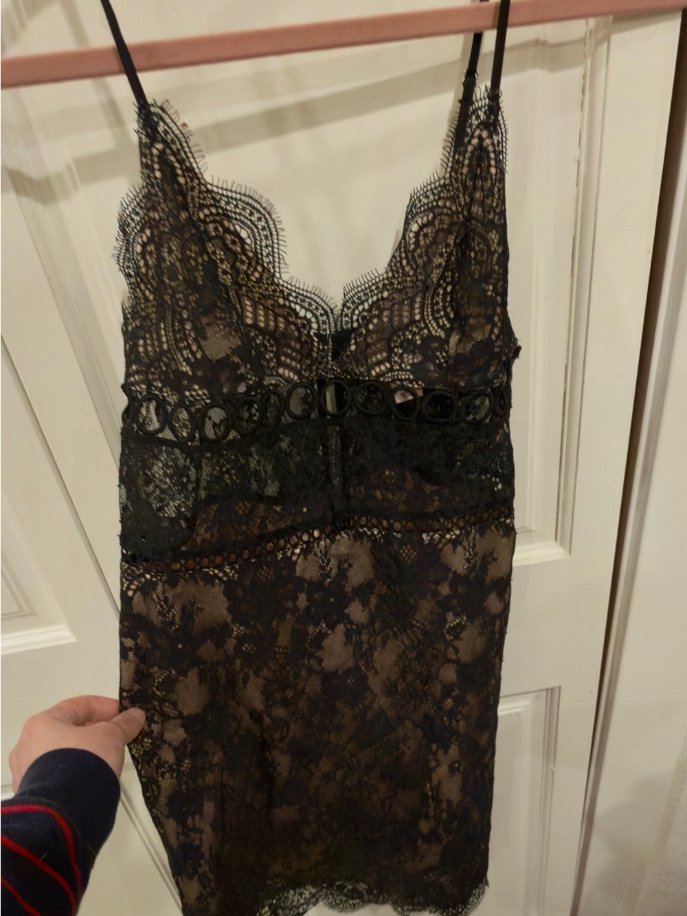 Victoria's Secret Black Lace Chemise with Sheer Insets